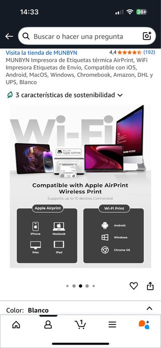 Impresora MUNBYN etiquetas térmicas