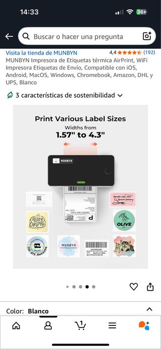 Impresora MUNBYN etiquetas térmicas