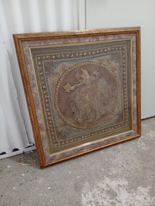 Cuadro bordado elefante dorado