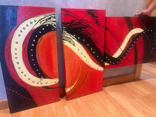 Tríptico abstracto - Rojo & Negro