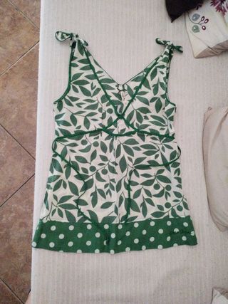 Blusa tirantes - Verde y blanco