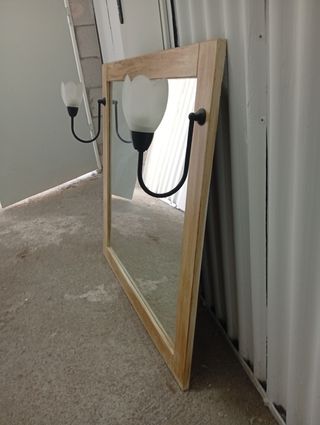 Espejo baño con luces - Madera