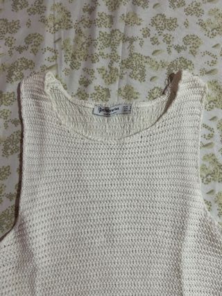 Top Stradivarius blanco talla S