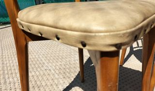 2 Sillas vintage madera-piel beige