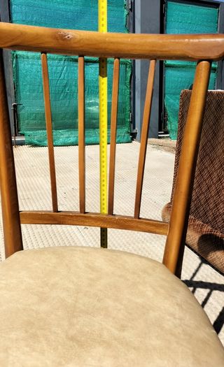 2 Sillas vintage madera-piel beige