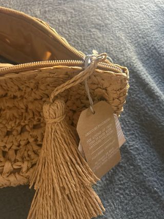 Bolso mano crochet beige