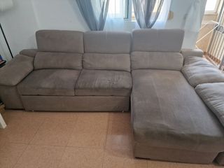 Chaiselong gris de tela