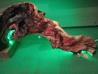 Lampara de madera raíz RGB