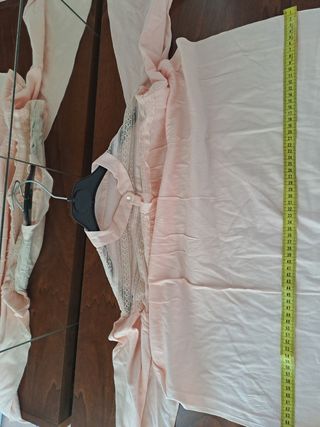 Camicia notte vintage cotone maniche lunghe pizzo