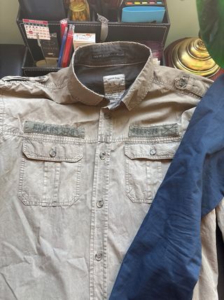 2 Camisas Militares - Azul y Verde Oliva