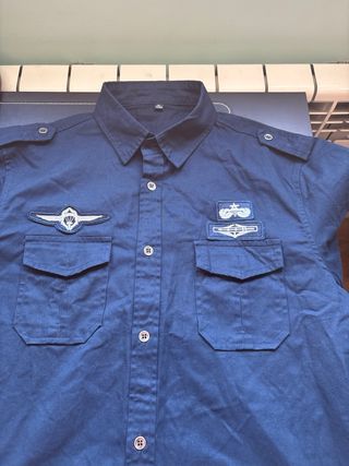 2 Camisas Militares - Azul y Verde Oliva
