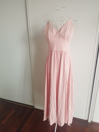 Precioso y elegante vestido largo rosa talla S
