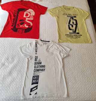 3 Camisetas Jack & Jones: Roja, Blanca y Amarilla