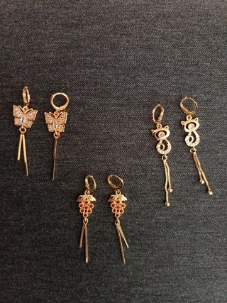 Pendientes oro: Mariposas, Gatos, Uvas