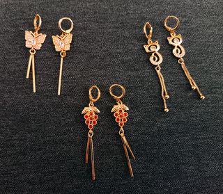 Pendientes oro: Mariposas, Gatos, Uvas