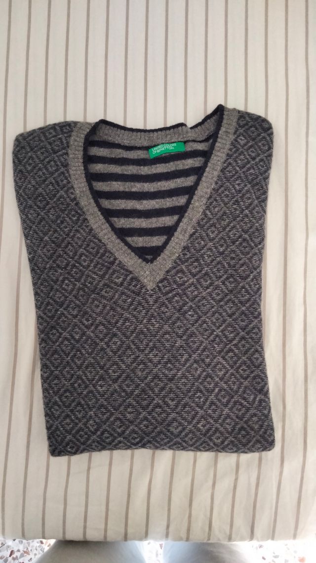 Maglione Benetton Uomo Grigio Blu