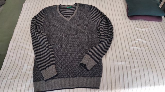 Maglione Benetton Uomo Grigio Blu