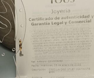 Tous piercing criolla oro 18k y brillantes.