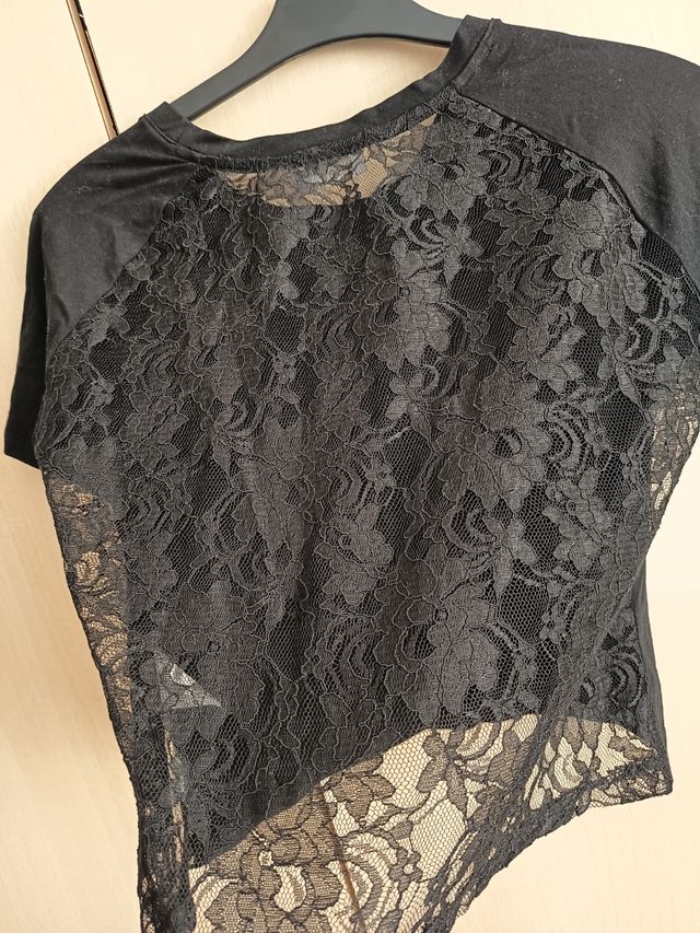 Camiseta negra encaje - Talla S
