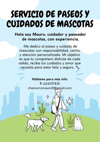 Servicio de paseos y cuidados de mascotas 