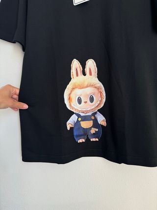 Maglietta t-shirt Labubu time to chill Nuova nera 