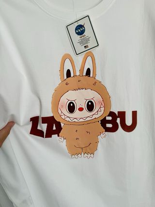 Maglietta Labubu bianca nuova adulto t-shirt coton