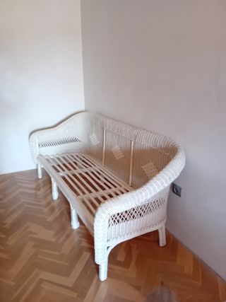 Sofá mimbre 3 plazas - Blanco