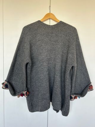Chaqueta cárdigan gris multicolor