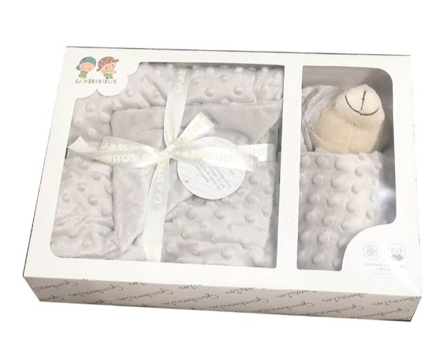 Caja Regalo Manta dou dou bebé, gris 