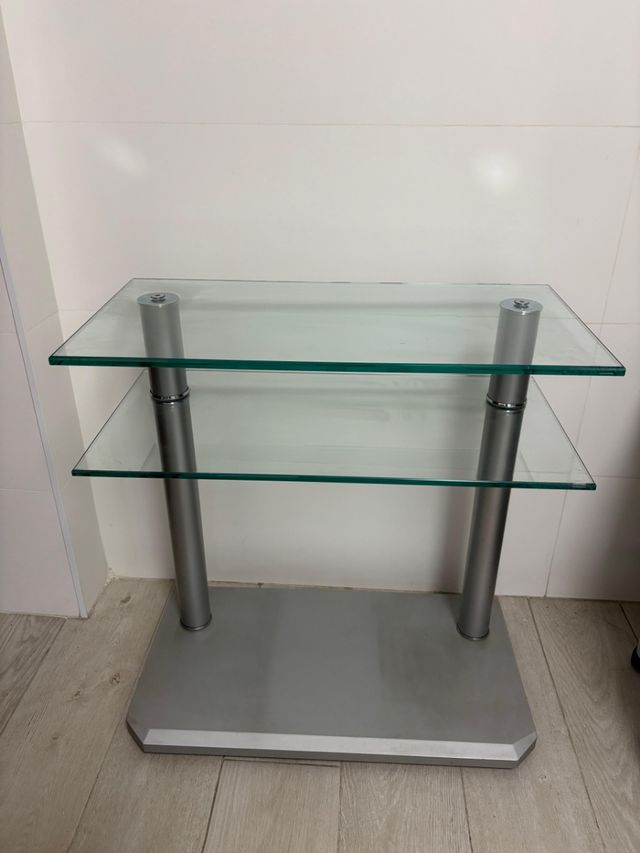 Mesa cristal 2 niveles - plata