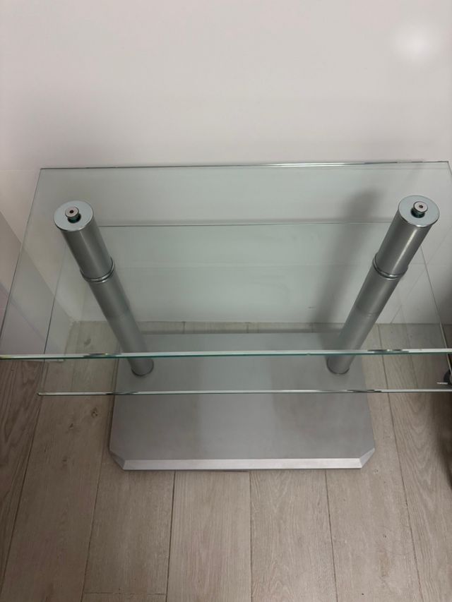 Mesa cristal 2 niveles - plata