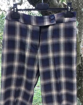 Pantaloni vintage quadri blu,marrone