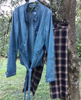 Pantaloni vintage quadri blu,marrone