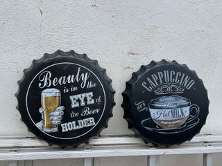 2 Chapas Decorativas Cerveza & Capuccino