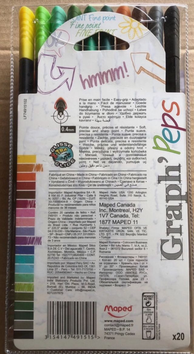 Rotuladores Maped punta fina x20