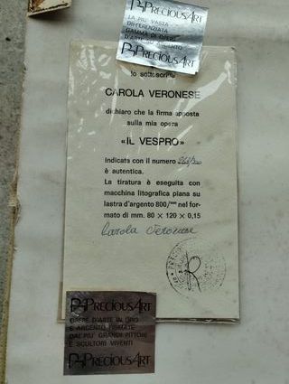 Quadro in lamina d'argento con certificato