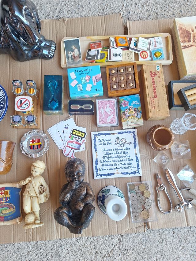 Lote artículos vintage: juegos, recuerdos...