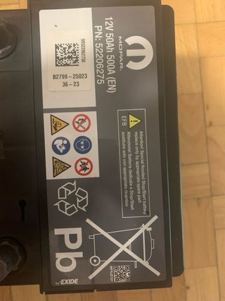 Batería Coche Mopar 12V 50Ah 500A