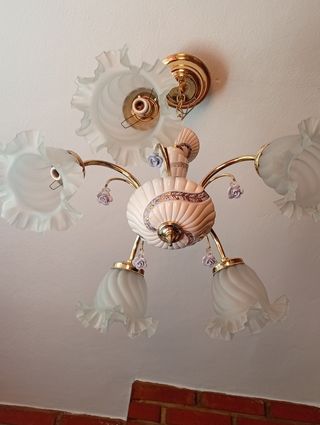 Lampara techo 5 luces porcelana