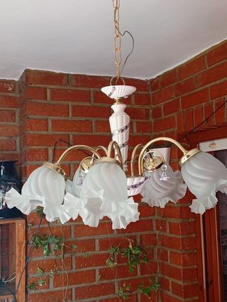 Lampara techo 5 luces porcelana