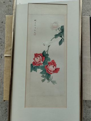 Quadro dipinto su seta orientale