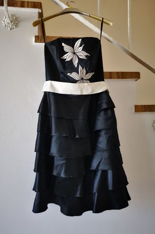 Vestido fiesta negro blanco