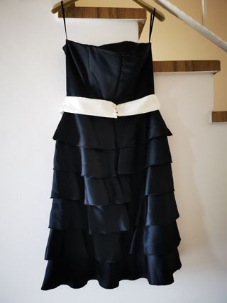 Vestido fiesta negro blanco