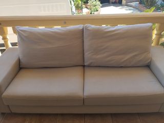 Sofá 2 plazas beige gris 