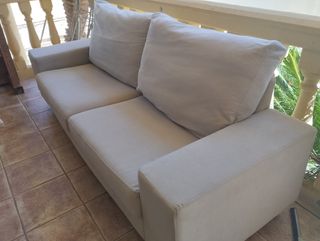 Sofá 2 plazas beige gris 
