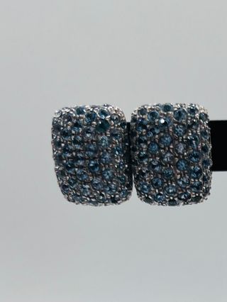 PENDIENTES ORO BLANCO CON PIEDRAS AZULES 18K