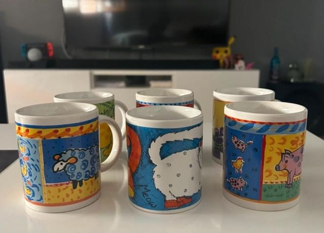 6 tazas de cerámica estampadas
