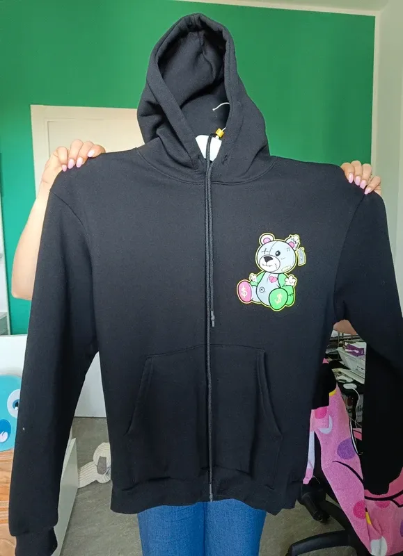 Felpa con stampa orsetto - nera