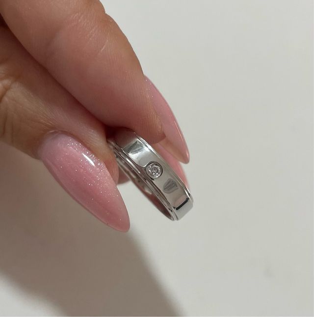 Anillo solitario oro blanco