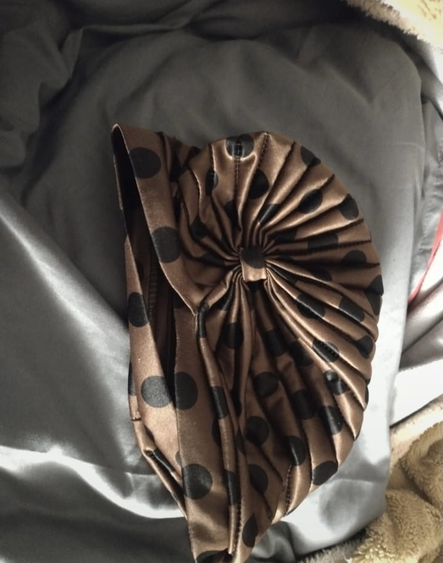 Fascia copricapo marrone a pois